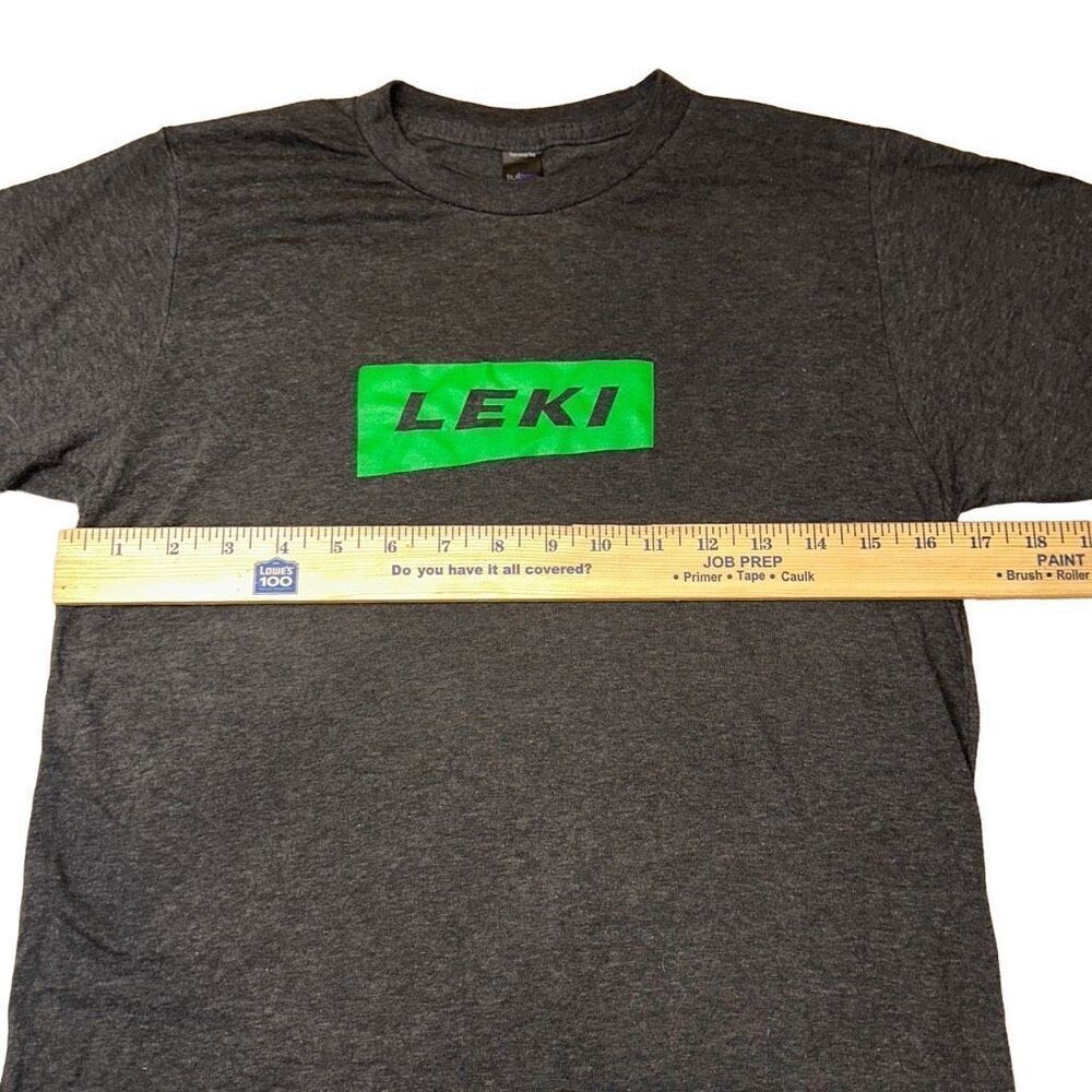 Sz S men’s cotton blend Leki Brand T shirt shirt sleeve. Dark gray with Kelly gr